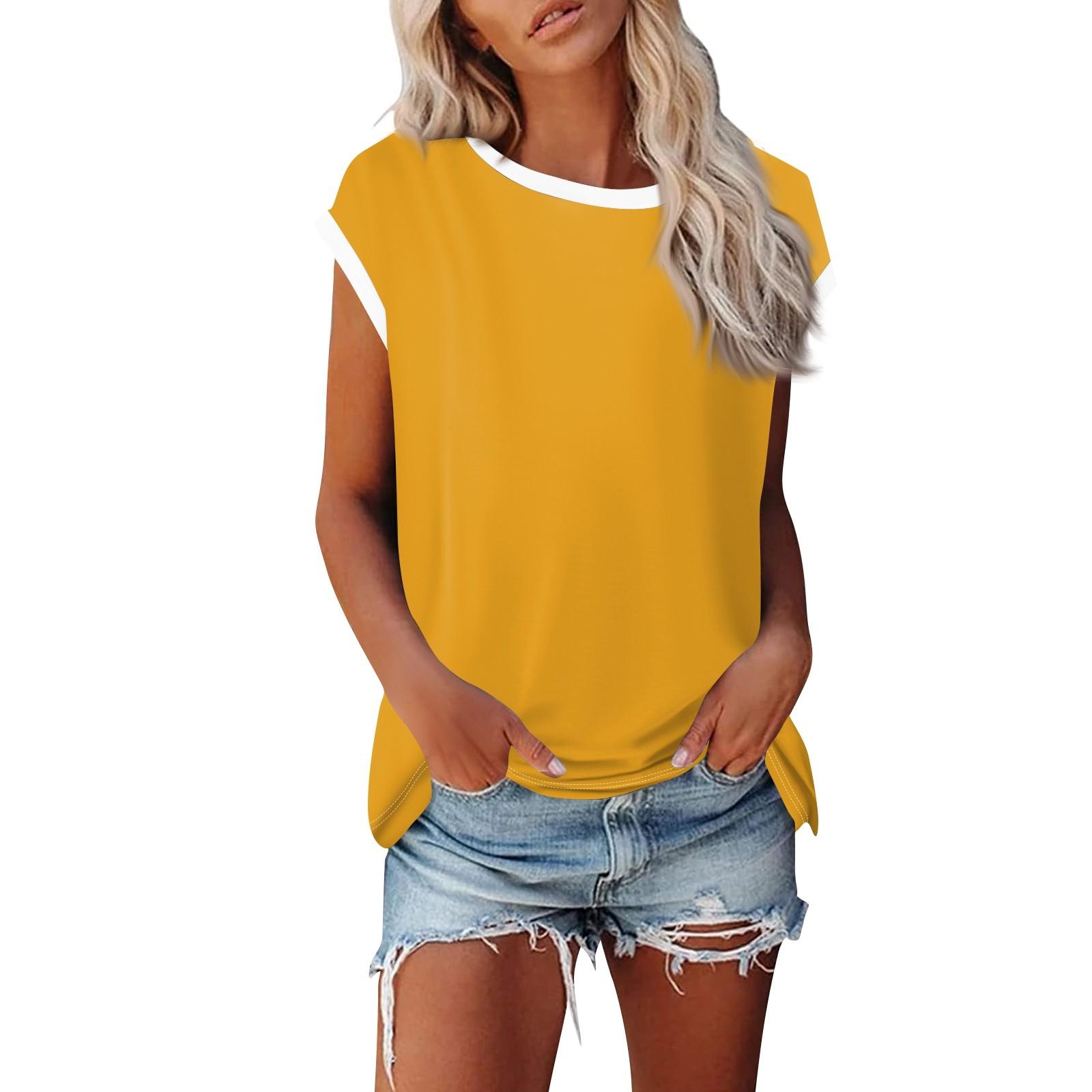 

Модная женская однотонная свободная рубашка с круглым вырезом и короткими рукавами, повседневный топ с короткими рукавами XXL имбирный