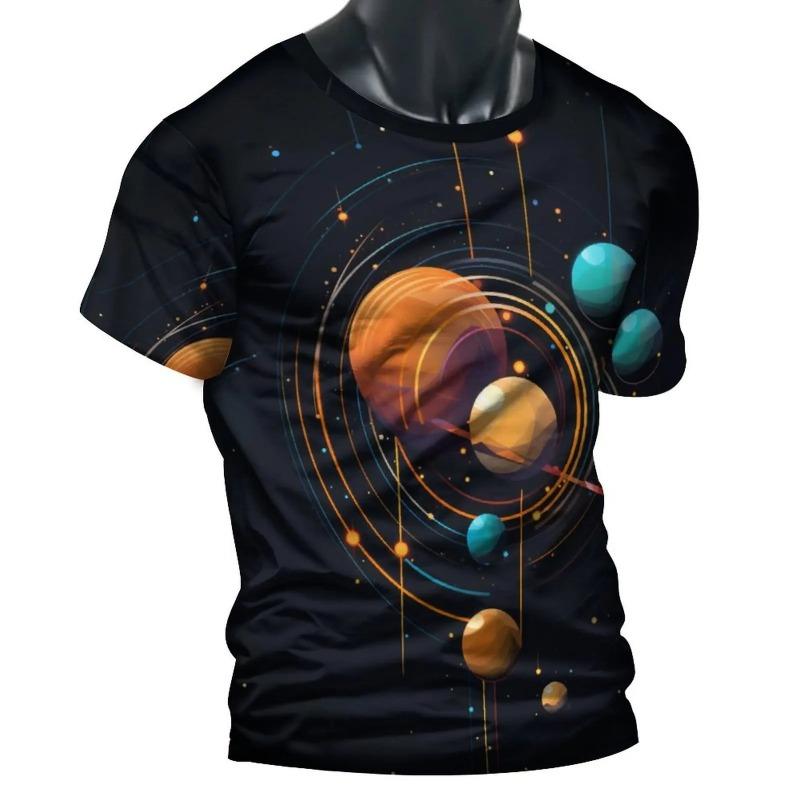 Summer Men's T-shirt Short Sleeved Top with Fashionable Lines 3D Printed Street Dance O-neck Pullover for Men Shirt