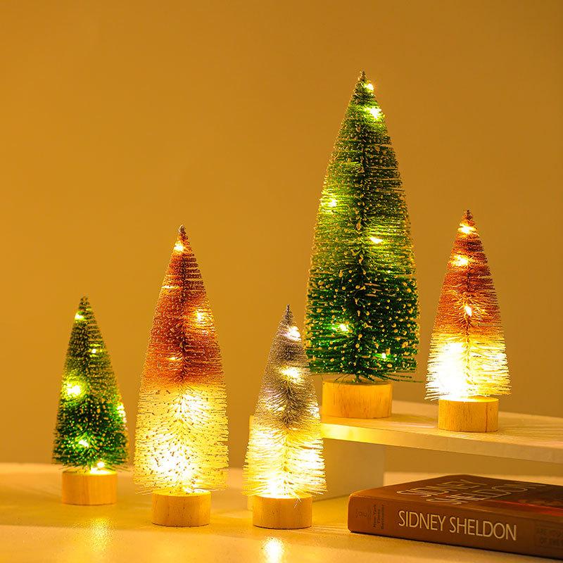 20/25/30CM Illuminated Christmas Tree Christmas Desktop Decoration Gradient mini Xmas Tree Ornament Christmas Home Decoration
