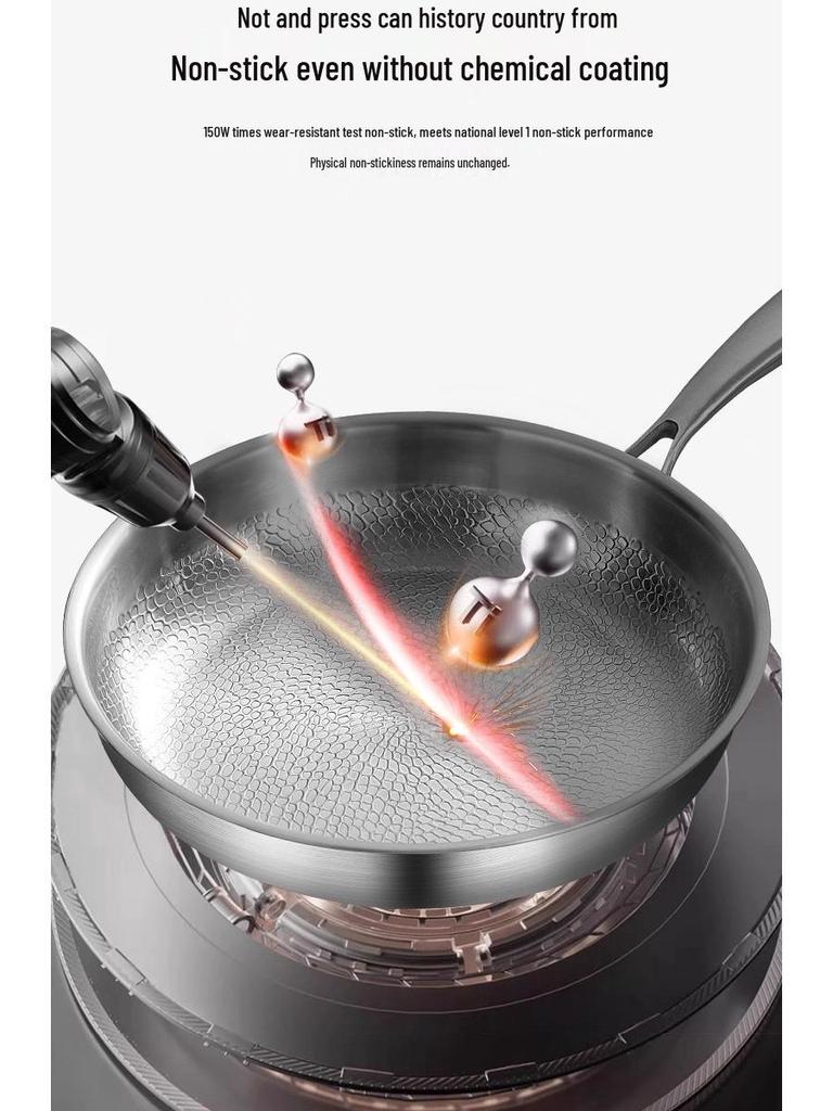 Premium Titanium Non-stick Hammered Frying Pan with Steel Layer, Ideal for Steaks, Flat-Bottomed Design