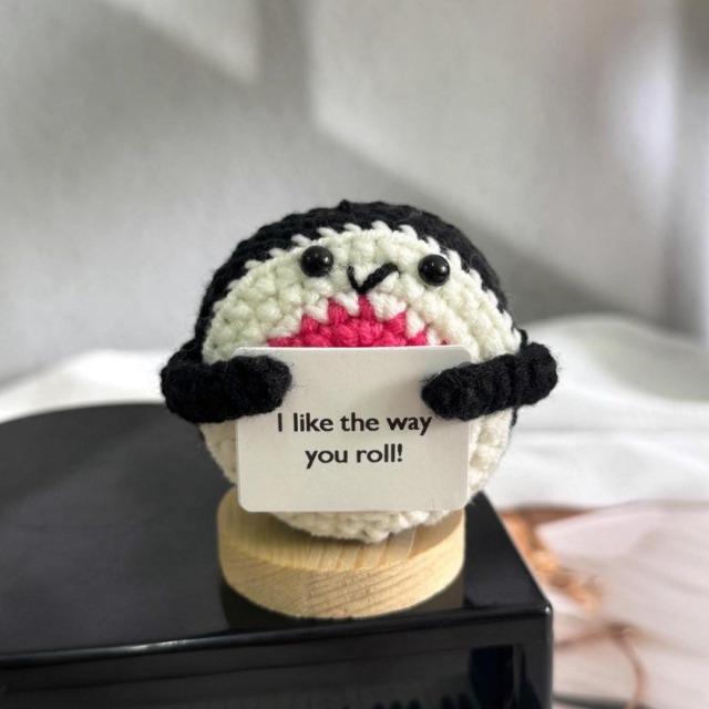 Handmade Crochet Food Doll - Emotional Support Positive Energy Pizza Dumpling Desktop Ornament for Office Home Christmas Gift