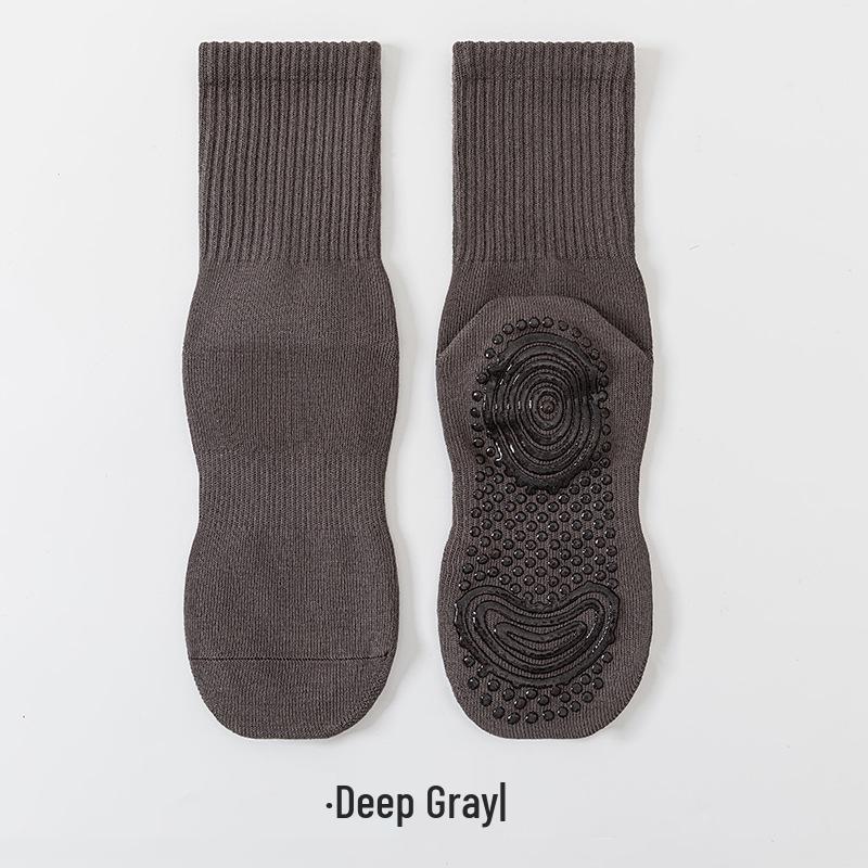 Women's Non-slip Mid-calf Pilates Yoga Socks - Grippy Cotton for Indoor Sports