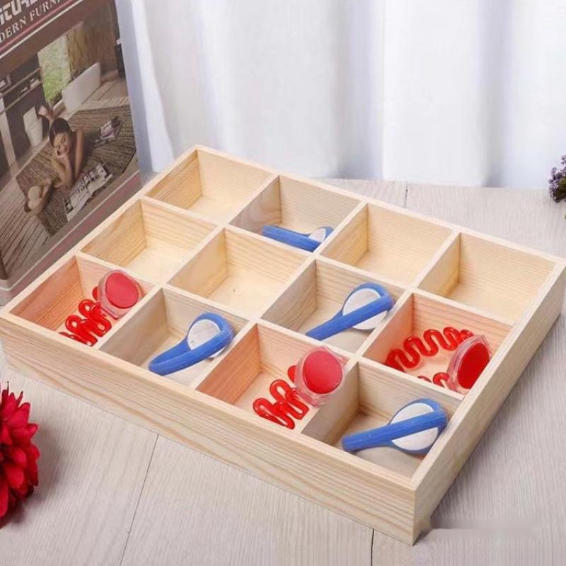 Деревянный настольный лоток-органайзер с отделениями