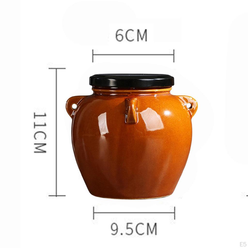 Vaso in Ceramica con Coperchio Accessorio Ornamento Sigillato Set Tradizionale Collezione Manici per