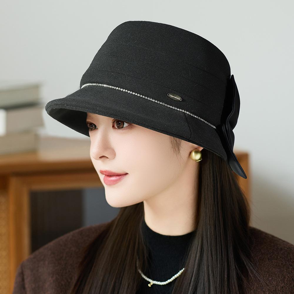 Autumn and Winter Elegant Thickened Polished Cotton Basin Hat Women's Big Head Circumference Outdoor Windproof Face Small Warm Fisherman Hat