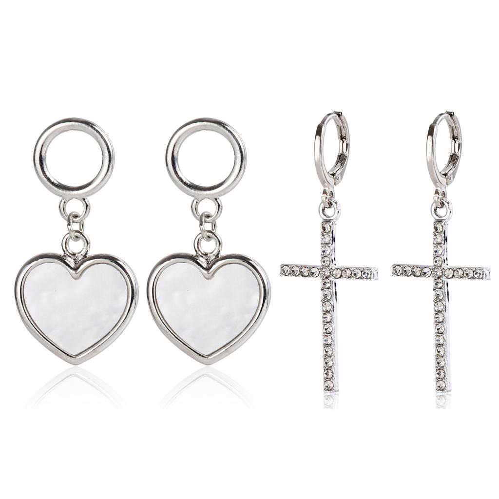 Fashionable Dangle Ear Rings Accessory Trendsetting Geometric Metal Crosses/Heart Pendant Earrings Adornment for Women