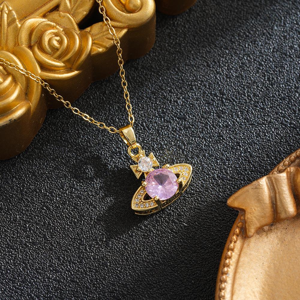 Europeisk & Amerikansk Lyx Zirkon Universum Saturnus Halsband