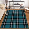 Modern Plaid Pattern Carpet, Blue and Black Decorative Area Rug Suitable for use as an anti-slip for living room bedroom sofas