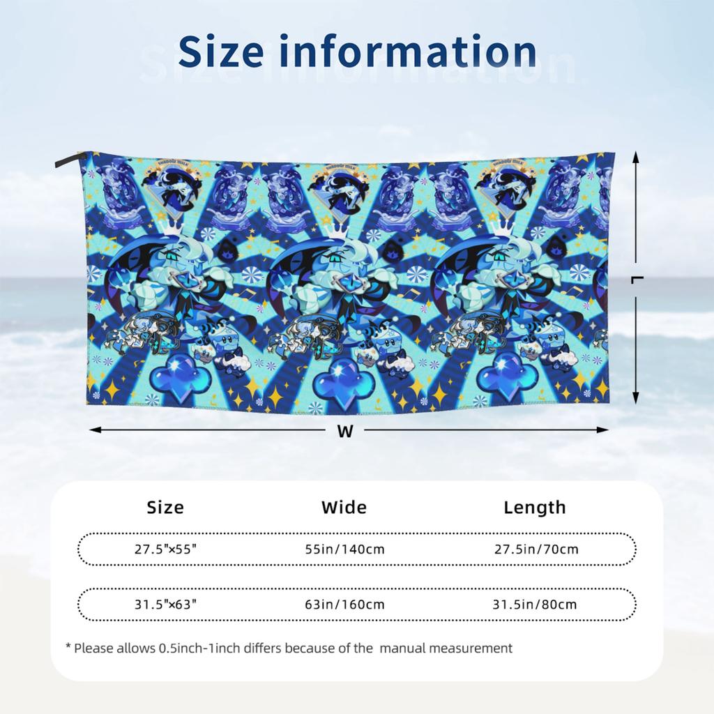 Shadow Milk Cookie Run Kingdom Beach Towel Soft Microfiber Quick Dry Absorbent Quick Towels For Bath