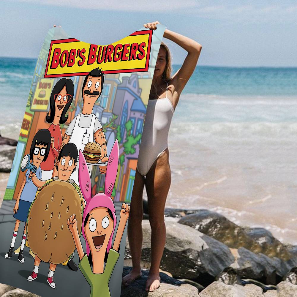 Asciugamano da Spiaggia Bobs B-Burgers Anime Morbido Assorbente Lavetta Regali per Bambini Viaggio Campeggio Palestra