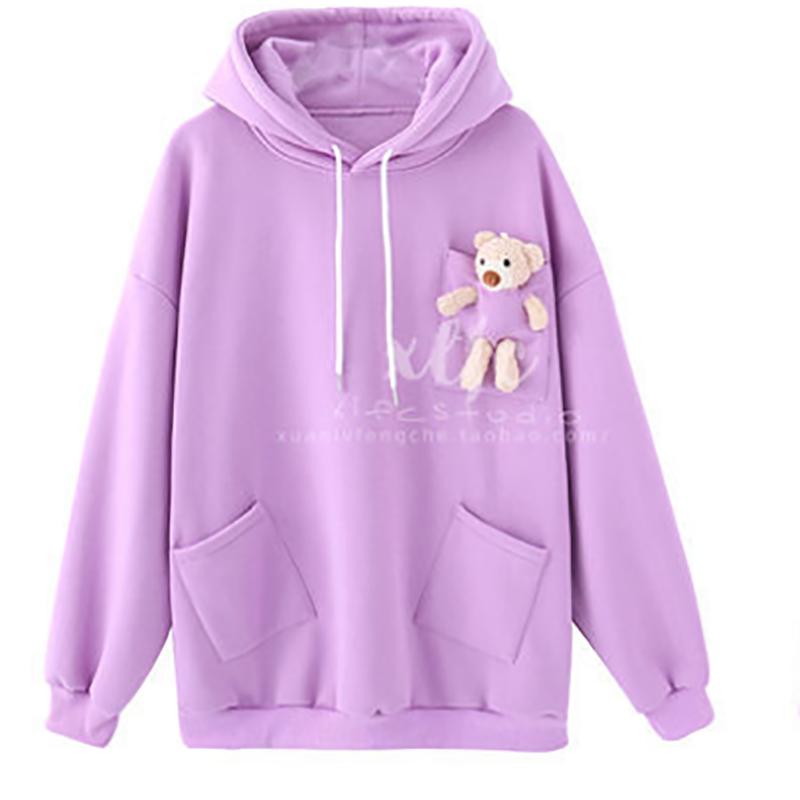 Autumn Design Top Coat Sweatshirts Loose Personality Hooded Send Cute Bear Sweater Men