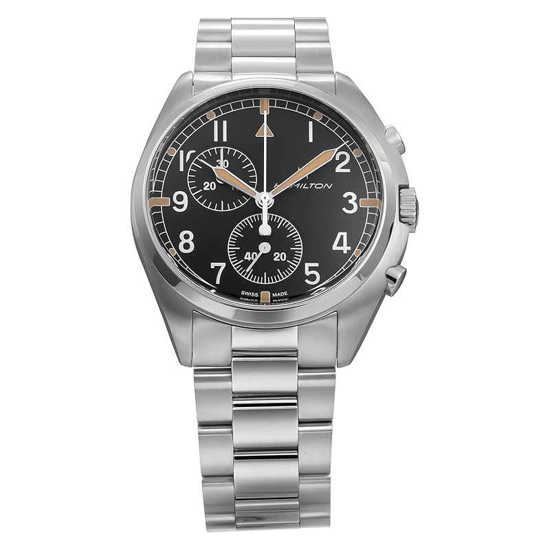 

Годинник [Hamilton] Watch Khaki Pilot Pioneer Chrono khaki pilot pioneer Chrono чорний циферблат кварцовий 100M водонепроникний хронограф з нержавіючої сталі H76522131