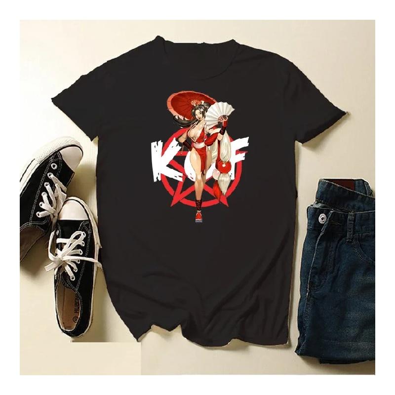 

Fighter King Mai Shiranui Modal Print Y2k Breathable anime creative aesthetics Hipster men women universal short-sleeved T-shirt XXXXXL чорний