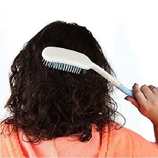 14 Long Reach Hairbrush Long Handle Plastic Hair Comb Non-Slip Handle Long Comb Hair Brush for Elderly Disabled inconvenient upper limb activities blue&white