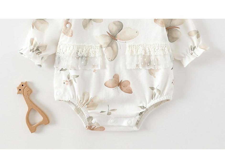 Long Sleeve Autumn Princess Bodysuit for Baby Girls - Newborn Cotton One-Piece Crawling Outfit