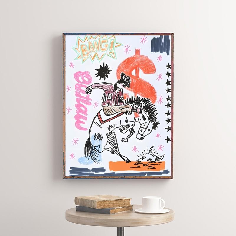 Abstract Classic Vintage Western Cowboy Poster Into The Wild Wall Art Print Canvas Painting for Living Room Home Decor Picture