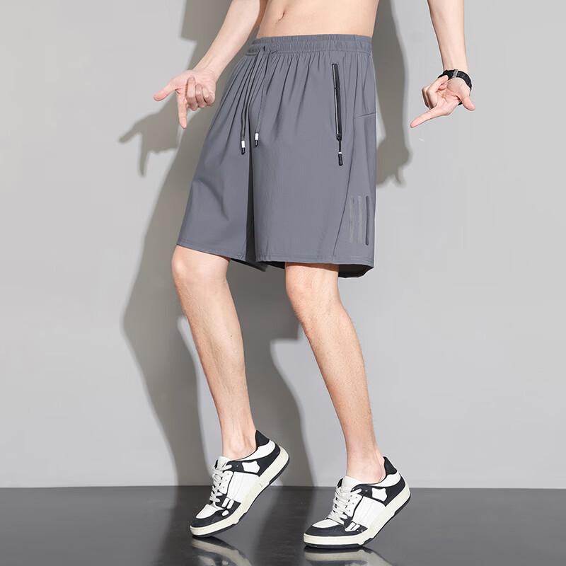 FARUISHI Men s Ice Silk Loose Fit Sports Shorts L