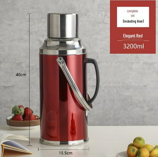 Vintage Large Capacity Thermos Flask with Stainless Steel Exterior & Glass Interior for Keeping Beverages Warm