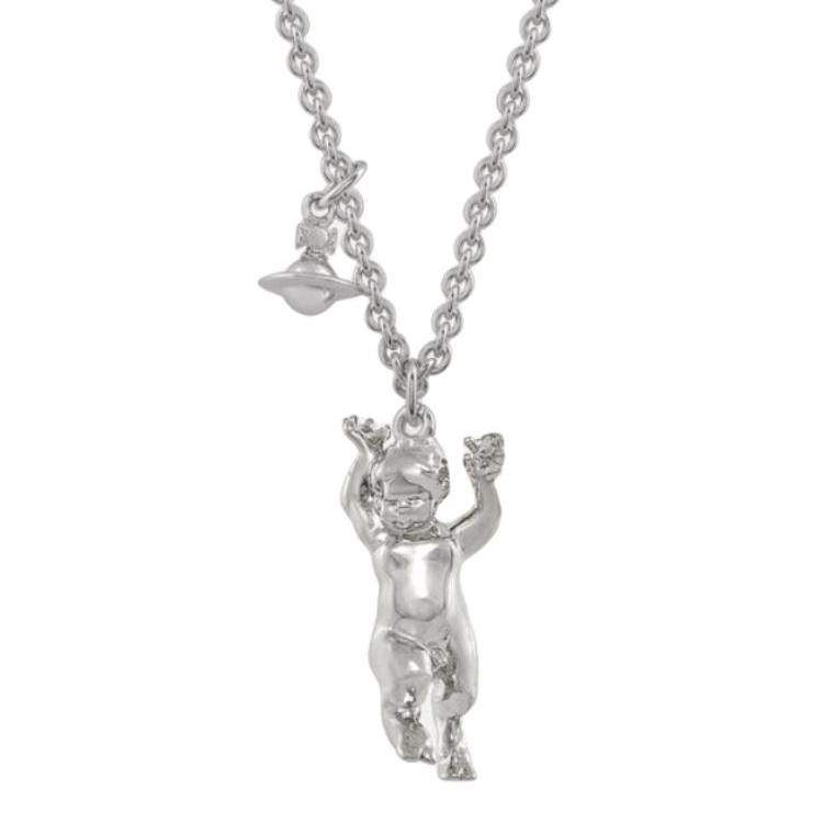 

Vivienne Westwood Solid Color Angel Brass Necklace Women necklace Silver 8053195135066 Basic Packaging-Dust Bag+Box