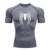 Maglietta da corsa estiva da uomo a maniche corte, maglietta a compressione da palestra, top sportivo, bianco e nero, asciugatura rapida, traspirante, abbigliamento fitness MMA