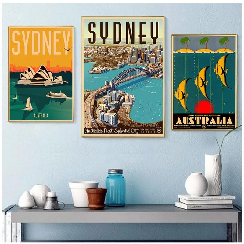 Travel to Australia Sydney Koala Canvas Painting Vintage Wall Pictures Kraft Posters Coated Wall Stickers Home Decoration Gift