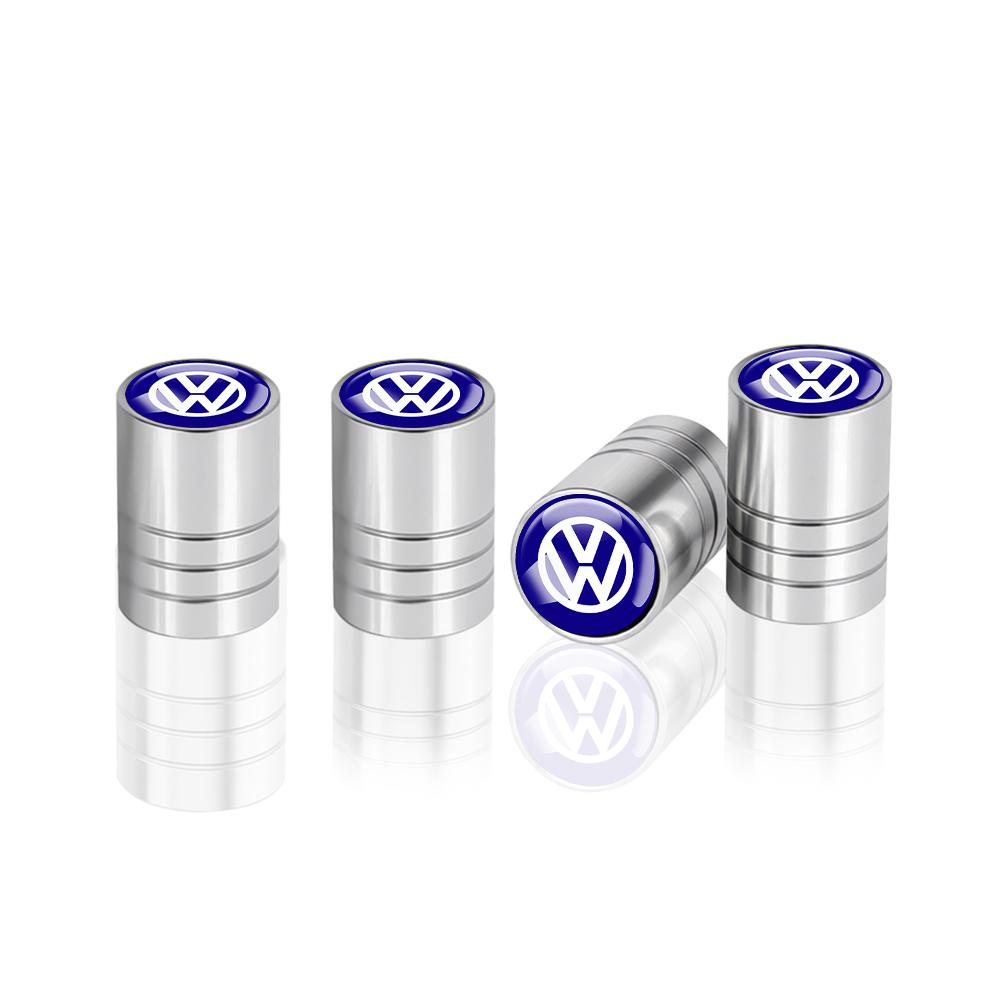 4Pcs Car Metal Wheel Tire Air Valve Dust Caps Accessories With Logo For Volkswagen Golf Rline Passat GTI Sagitar Scirocco Tiguan