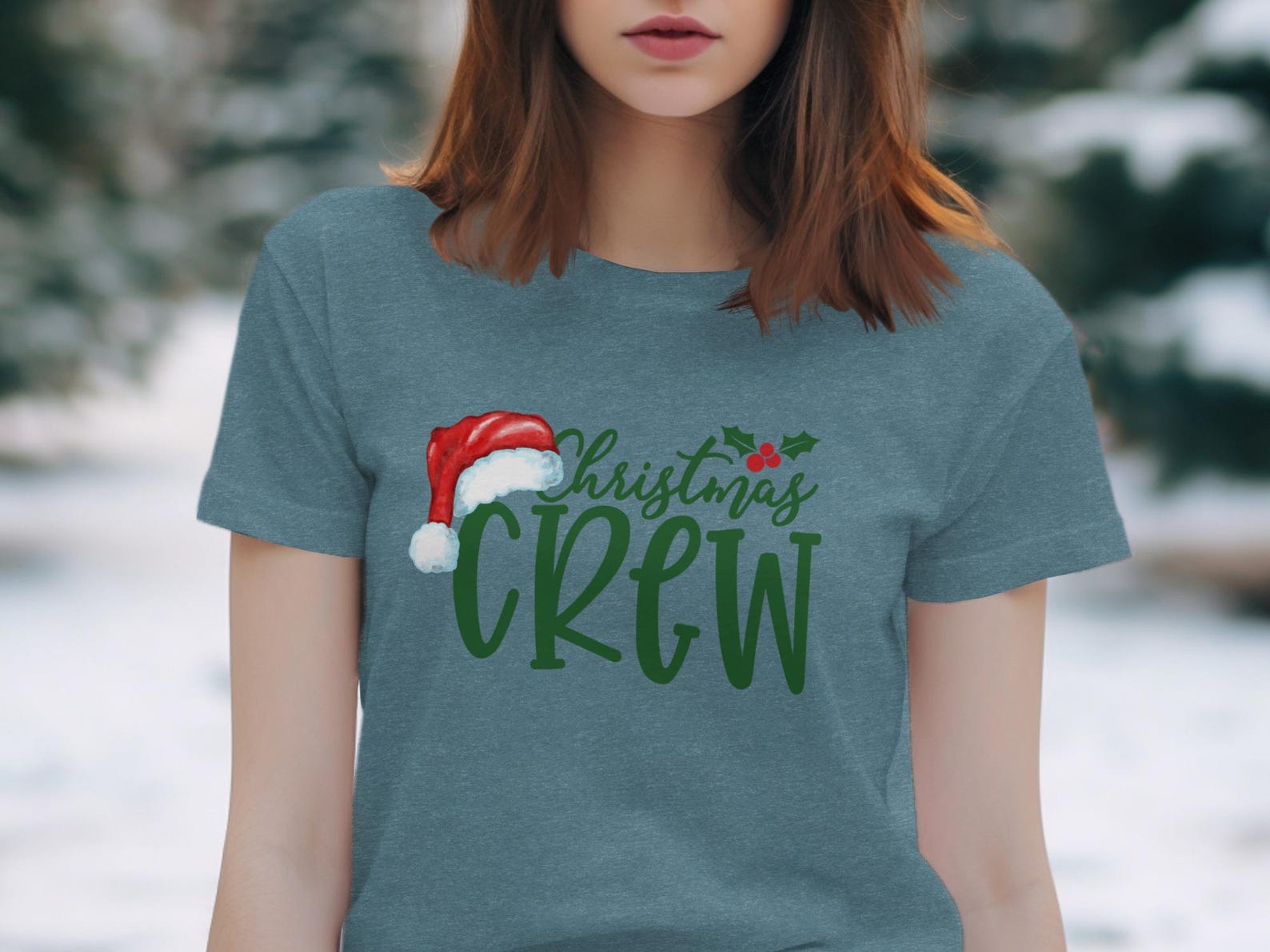 Christmas Crew T-Shirt, Matching Family Holiday Tees, Santa Hat Christmas Apparel, Group Xmas Party Shirts, Baby Youth Adult Christmas Gift S