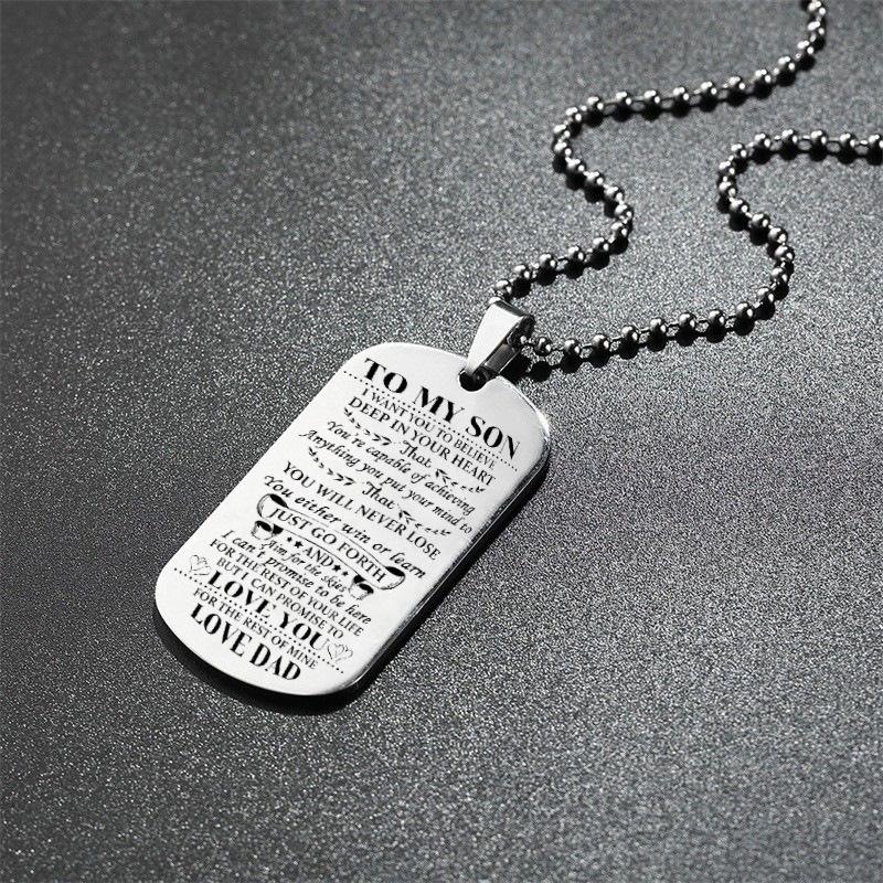 Necklace Fashion To My Son Daughter Dad Mom Dog Tag Birthday Gift Kids For