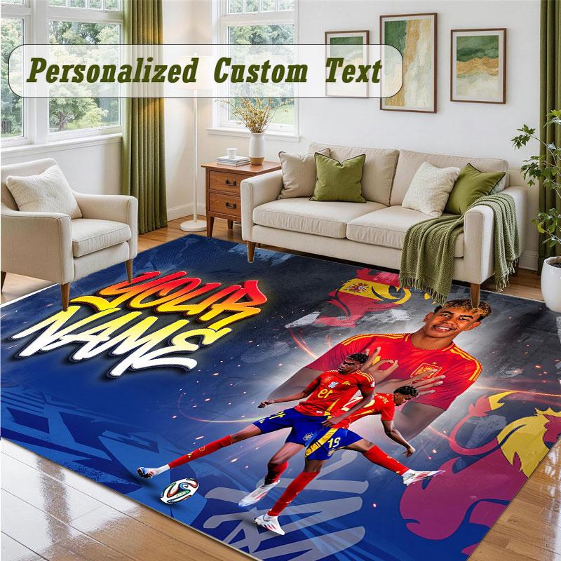 Crystal Velvet Square Rug Custom NameLamine Yamal Pattern Non Slip Home Floor Decor Rug