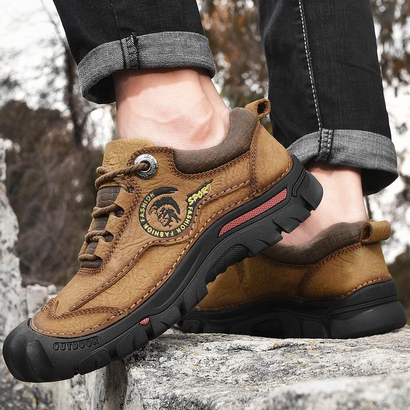 Genuine Leather Men Shoes Sneakers Outdoor Shoes Men Flats Comfortable Men Walking Hiking Shoes