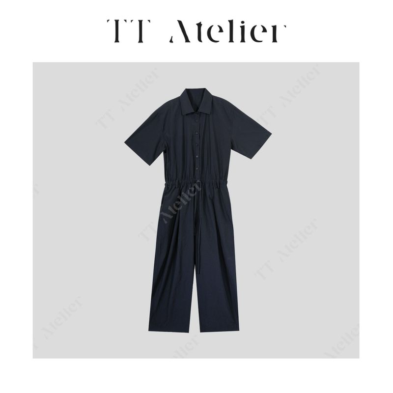 

TT Designer [Fashionable Girl] Fashion Loose and Slimming Cargo Overalls Female Summer 2025 New Arrival Jumpsuit Navy blue-- S (weight 90-120)