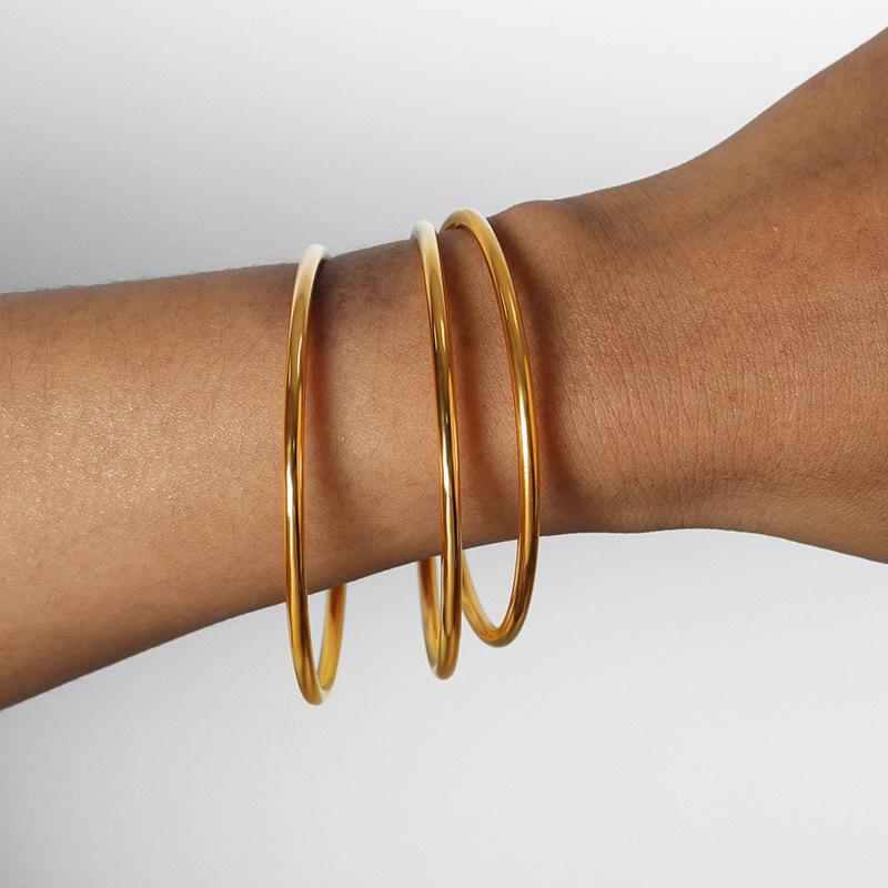 Minimalist French-Style Titanium Steel Stackable Rings & Bangle for Women