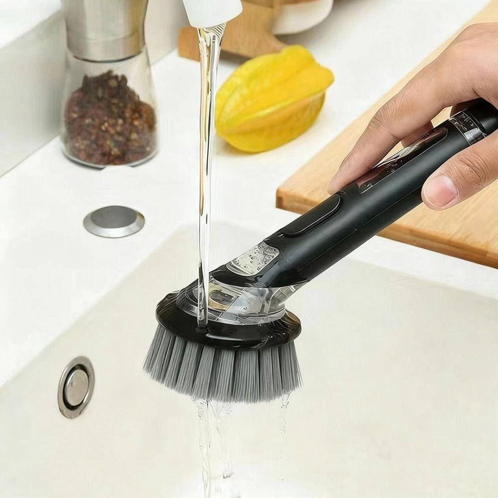Press Cleaner Kitchen Pan Brush Non-Slip Dish Washing Scrubber Cookware Cleaner Brush  Kitchen Use