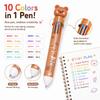 Cute Bear 10 Color Multicolor Ballpoint Pen, 0.7mm Kawaii Writing Pen for School, Journal, Planner, Office & Gifts