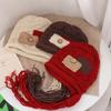 Keep Warm Crochet Lei Feng Hat Button Ear Protection Hat Casual Knitted Hat with Long Tassels  Girl