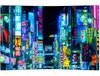 Japan Tokio Nachtlichter Wandteppich Städtische Stadtlandschaft Wandkunst Neon Glühen Dekor für Schlafzimmer Wohnzimmer Auslage