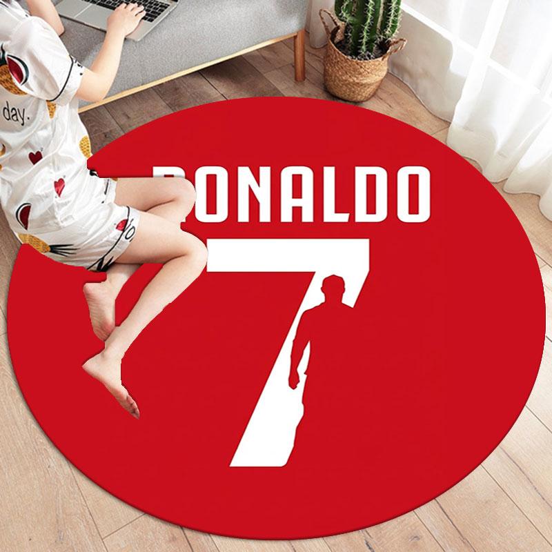 CR7 Cristiano Ronaldo Round Area Rug,Carpet Rug for Living Room Bedroom Sofa Playroom Decor,Non-slip Floor Mat