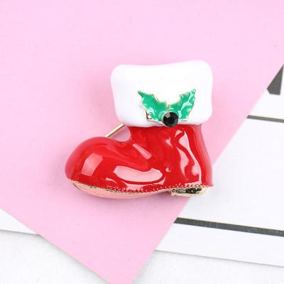 Minimalist Christmas Shoe-Shaped Brooch - Cute Literary Girl Chest Pin Ornament