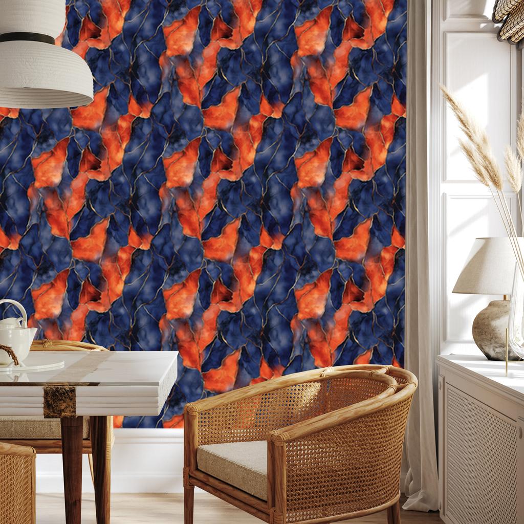 Navy Blue and Red Ink Wallpaper for Living Room and Bedroom 50x1000