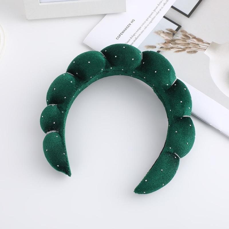 1PC Cloud Face Wash Sponge Hair Band Hair Ornament Velvet Rhinestone Premium Female High Head Top Fried Dough Twists Headband