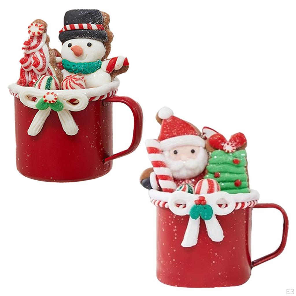 2.3 X 4.3 Inch Soft Ceramic Christmas Coffee Cup Hanging Ornament for Table And Fireplace