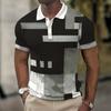 Wood Grain Geometric Short Sleeve Polo Shirt Men's Clothing