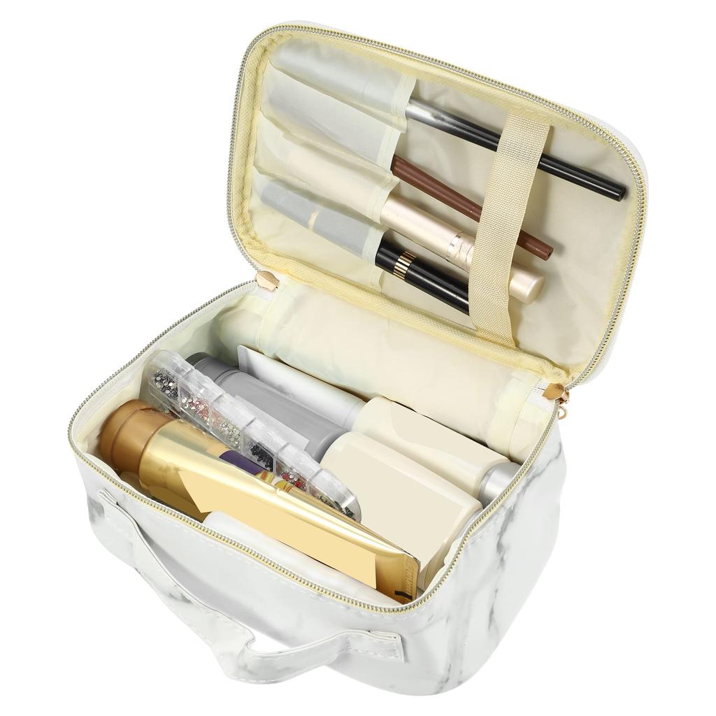 VOCOSTE Makeup Travel Makeup Brush Marble Toiletry Bag for Gray Pouch, Organizer, Women, 21x13x9cm, White,