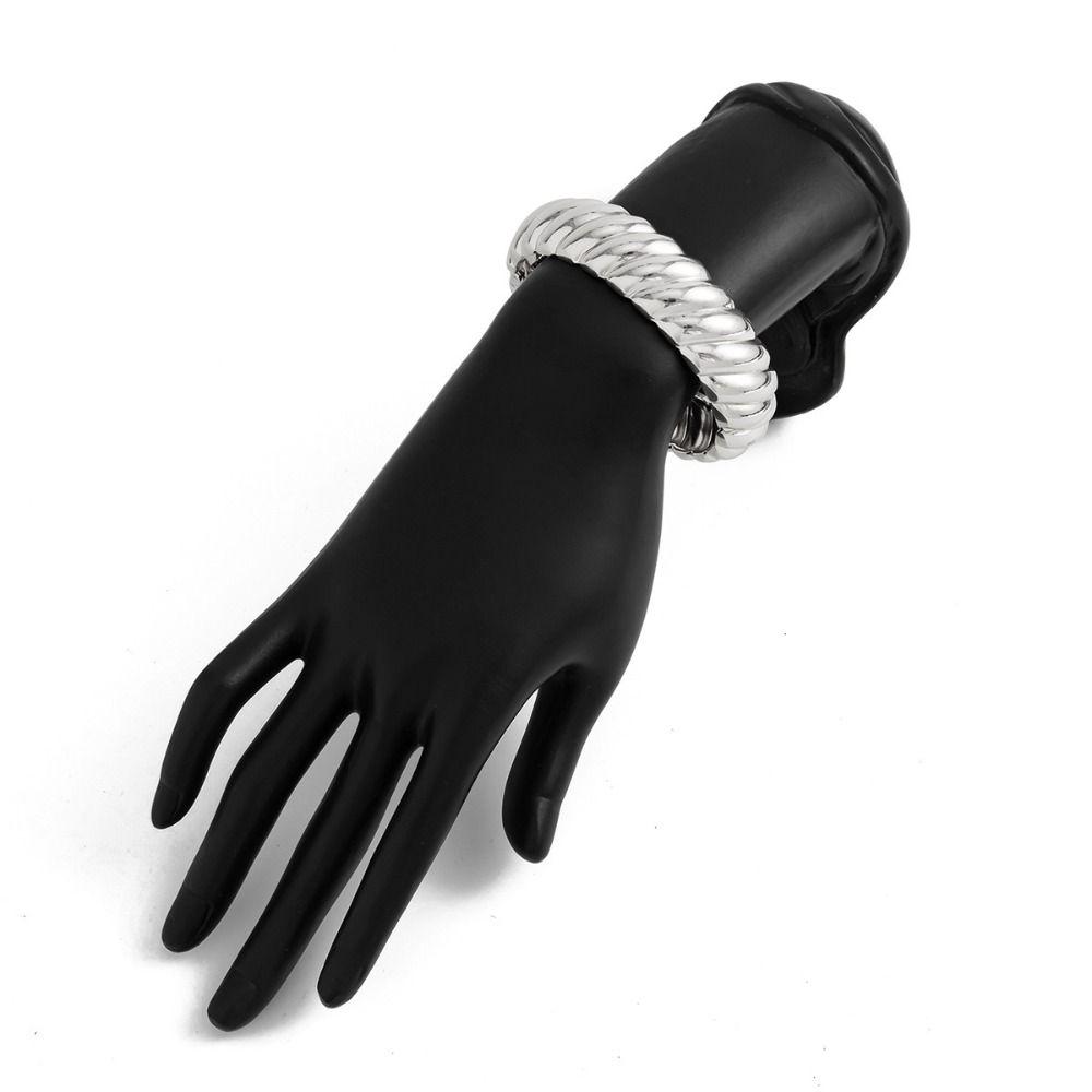 Metal Thread Texture Bangle Thick Women's Hand Bracelet Hip-Hop Retro Spring Bracelet  Men Women