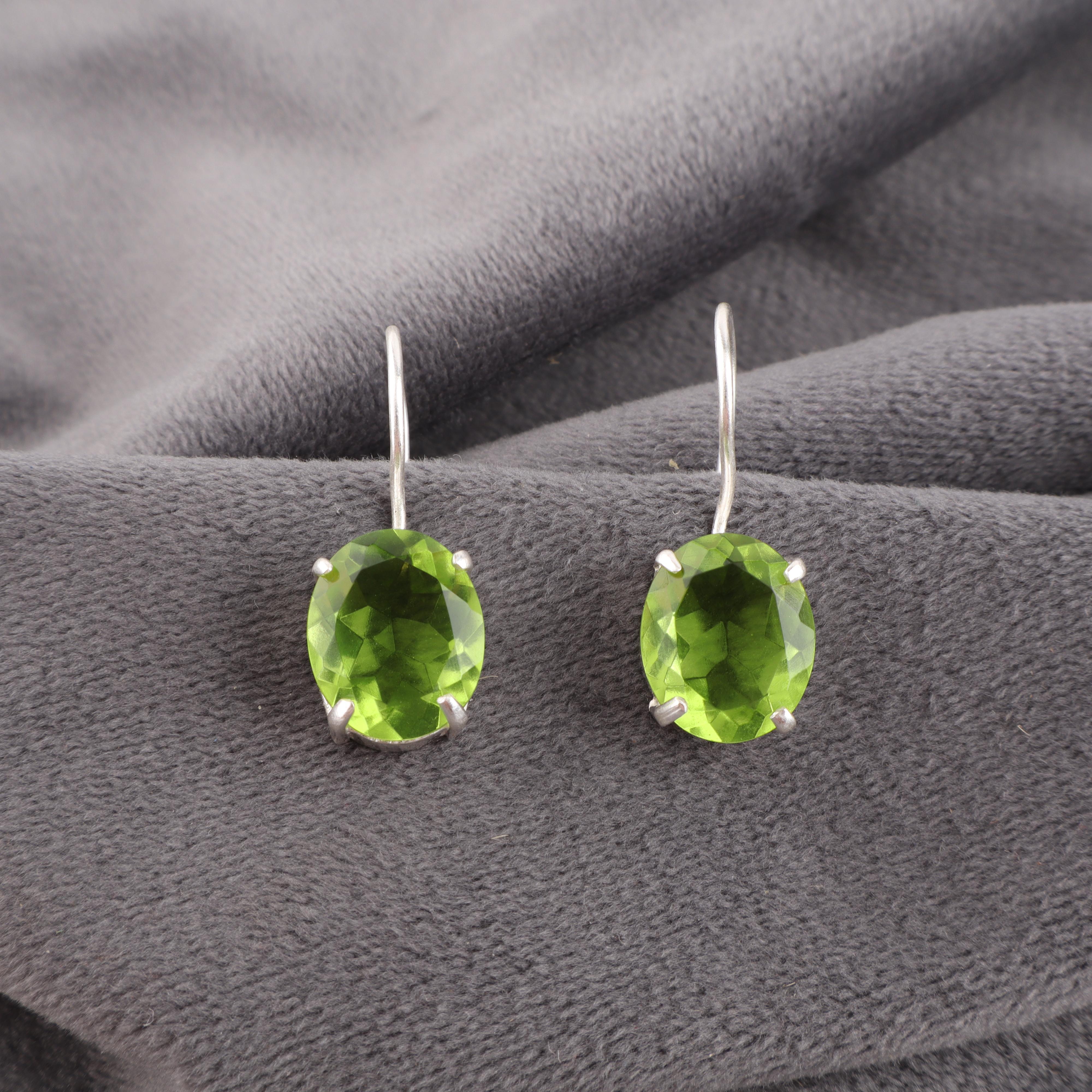 

Peridot Earrings Gemstone Jewelry, 925 Solid Sterling Silver Earrings, Handmade Boho Jewelry Spiritual Earrings, Gift For Mother 1.05 inches зелений