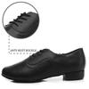Low Heel 2.5cm Men's Modern Dance Shoes Professional Lace-up Black Leather Tango  International Standard Dance Shoes