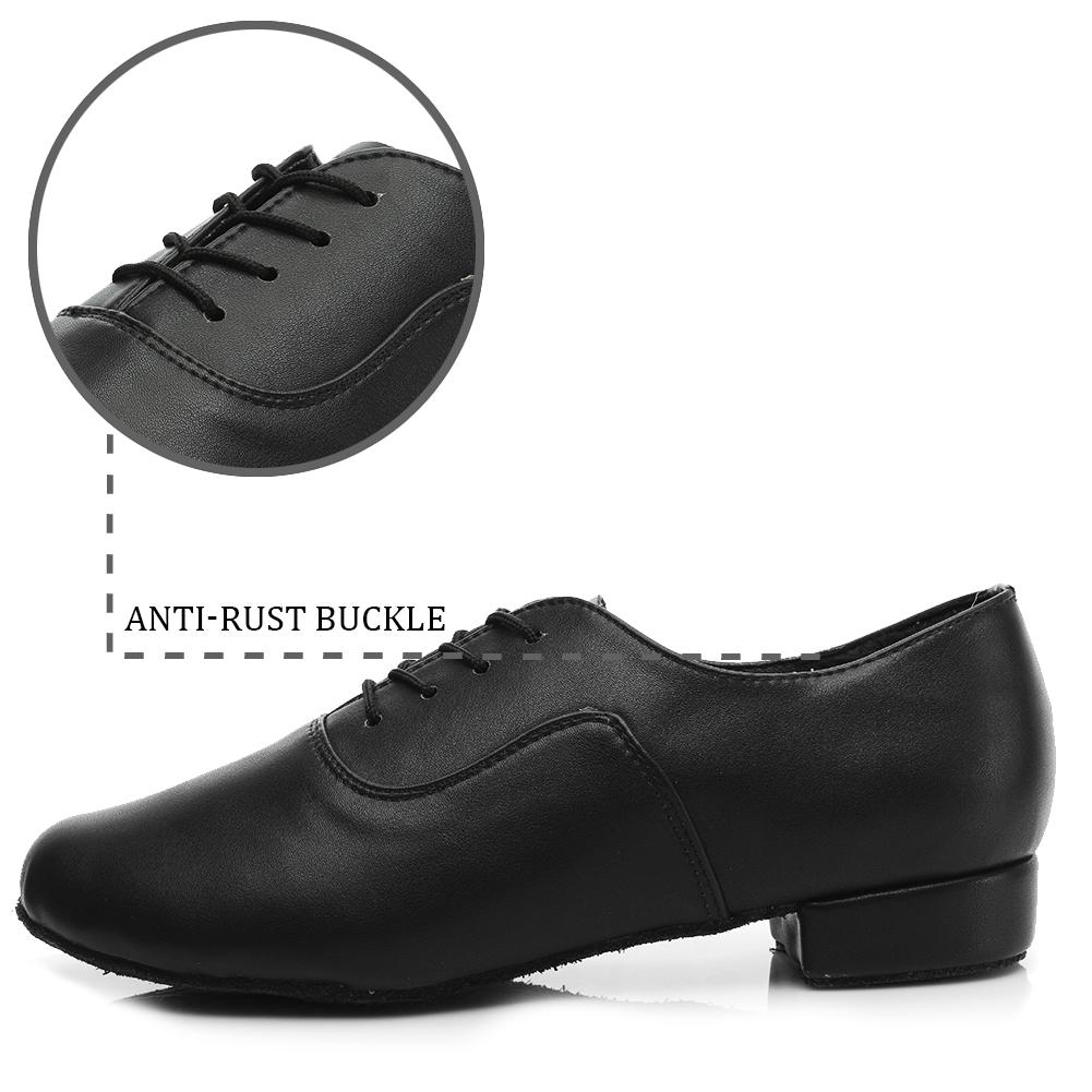 Low Heel 2.5cm Men's Modern Dance Shoes Professional Lace-up Black Leather Tango International Standard Dance Shoes