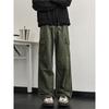 American retro washed and old overalls men's spring and autumn tide niche loose straight wide-leg pants pocket paratrooper pants
