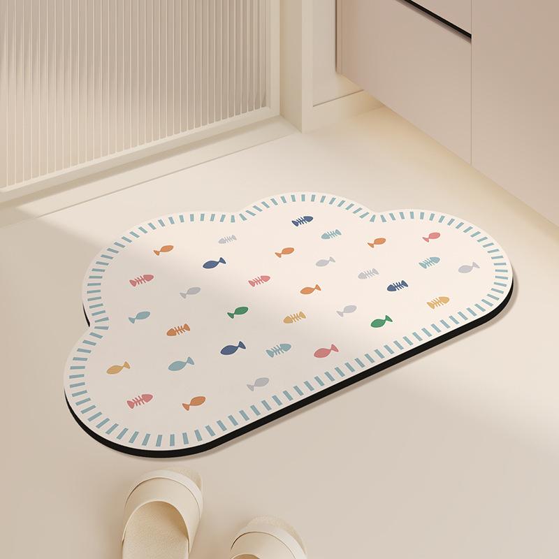 Diatom Mud Floor Mat Cream-air Bathroom Floor Mat Household Water Absorption Quick-drying Foot Mat Bathroom Door Dirty-resistant Anti-slip Mat