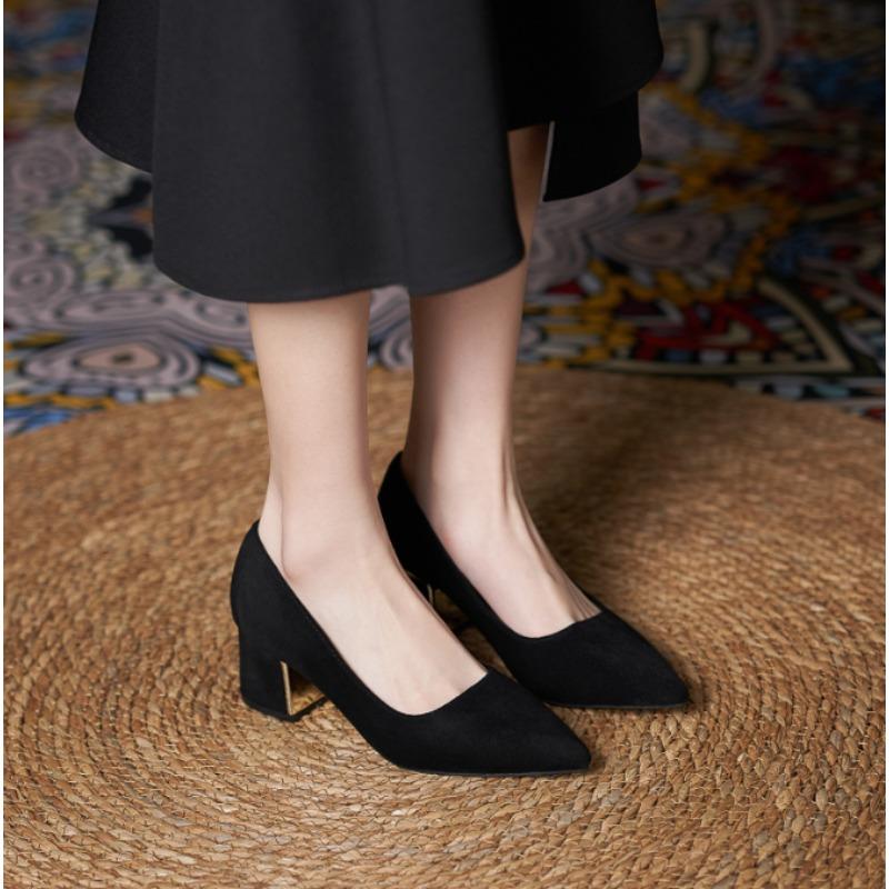 

Size 31-44 Fashion Women Pumps Rhinestones Buckle Thick Heel Shoes Women Shallow Mouth Wedding Party Office High Heels 34